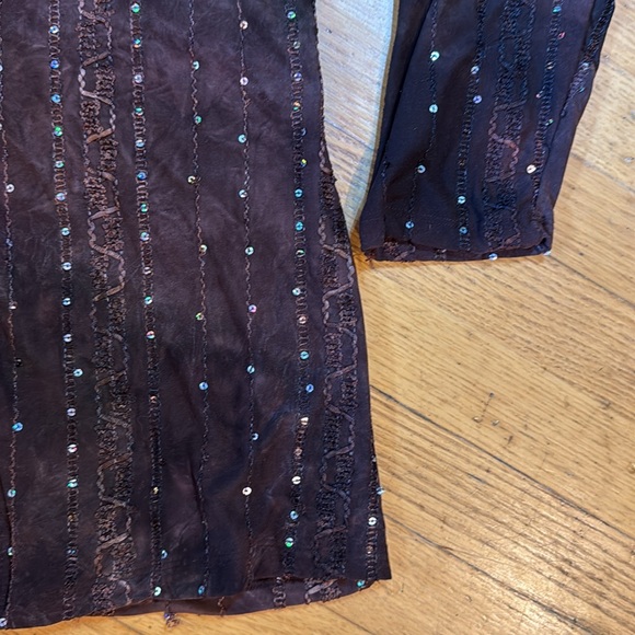 🍁BEAUTIFUL AND BLINGY - BROWN LIGHTWEIGHT JACKET - PERFECT FOR FALL! WOMAN’S M🍁 - Picture 6 of 10